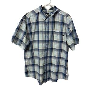 Marmot Plaid Shirt Men's XL Blue Button Down Short Sleeve Casual